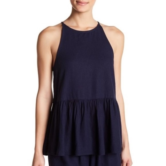 Abound Halter Linen Blend Peplum Top - Picture 1 of 5